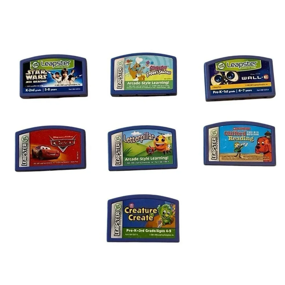 Lot of 9 Leap Frog Leapster Learning Game Cartridges Wall E Cars Scooby Star War